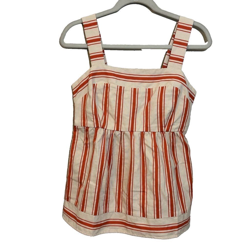Cabi New w/O tags Brunch Top #6102 Coral off white stripe Size S retail $103